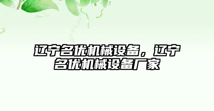 遼寧名優(yōu)機械設(shè)備，遼寧名優(yōu)機械設(shè)備廠家