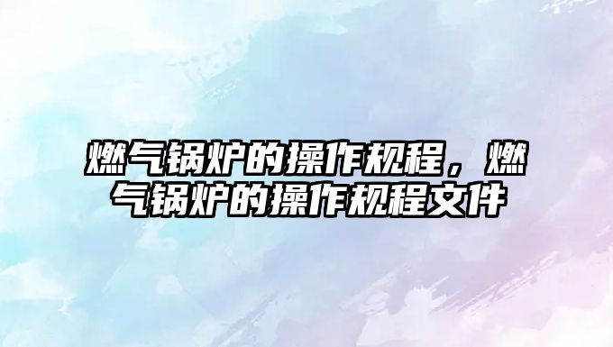 燃?xì)忮仩t的操作規(guī)程，燃?xì)忮仩t的操作規(guī)程文件