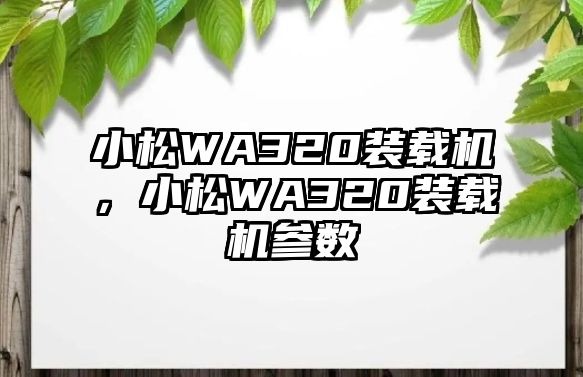 小松WA320裝載機，小松WA320裝載機參數(shù)