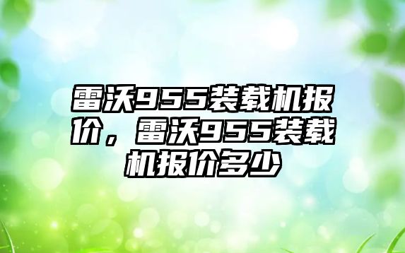 雷沃955裝載機報價，雷沃955裝載機報價多少