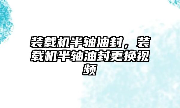 裝載機(jī)半軸油封，裝載機(jī)半軸油封更換視頻