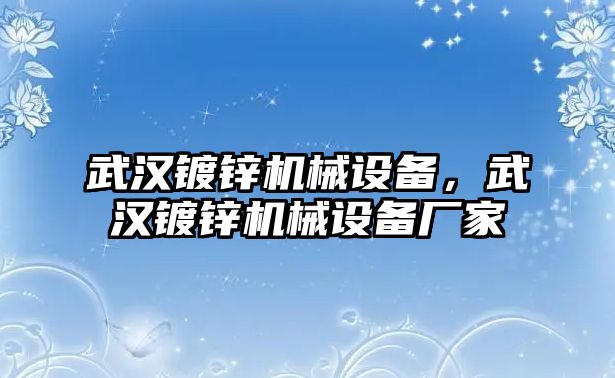 武漢鍍鋅機(jī)械設(shè)備，武漢鍍鋅機(jī)械設(shè)備廠家