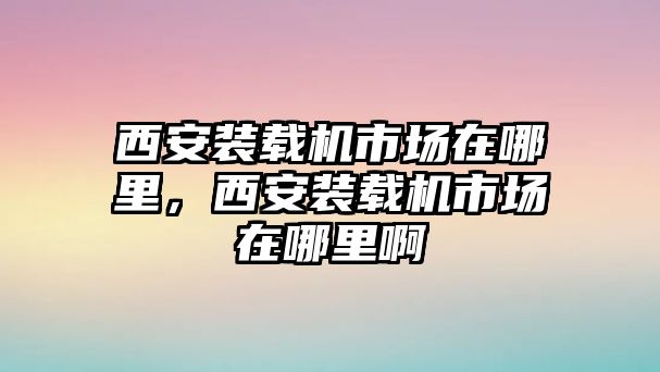 西安裝載機市場在哪里，西安裝載機市場在哪里啊