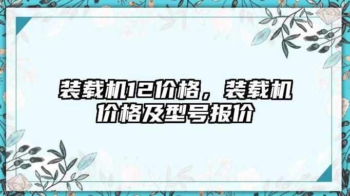 裝載機12價格，裝載機價格及型號報價