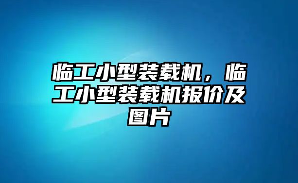 臨工小型裝載機，臨工小型裝載機報價及圖片