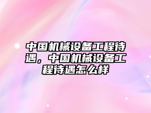 中國機(jī)械設(shè)備工程待遇，中國機(jī)械設(shè)備工程待遇怎么樣