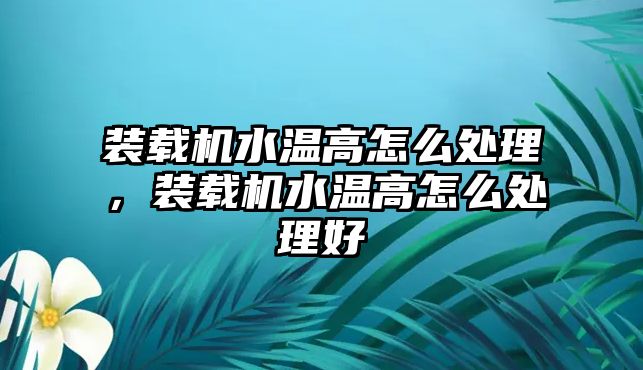 裝載機(jī)水溫高怎么處理，裝載機(jī)水溫高怎么處理好