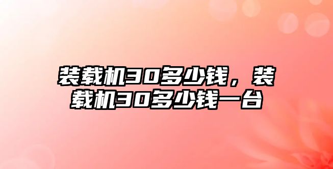 裝載機(jī)30多少錢，裝載機(jī)30多少錢一臺