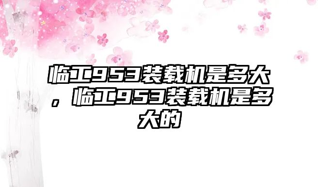 臨工953裝載機(jī)是多大，臨工953裝載機(jī)是多大的