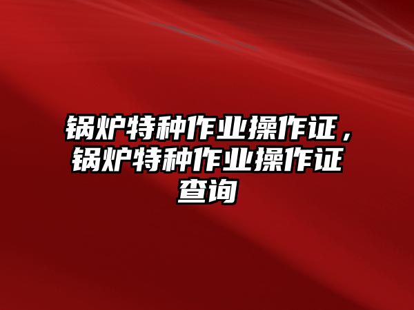 鍋爐特種作業(yè)操作證，鍋爐特種作業(yè)操作證查詢