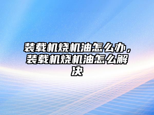 裝載機(jī)燒機(jī)油怎么辦，裝載機(jī)燒機(jī)油怎么解決