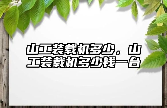 山工裝載機多少，山工裝載機多少錢一臺