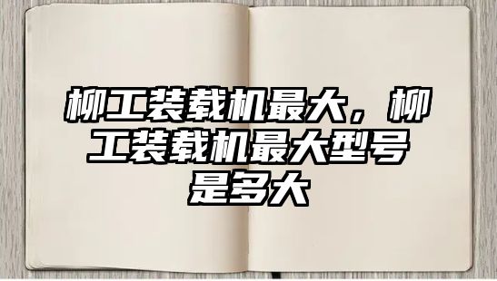 柳工裝載機最大，柳工裝載機最大型號是多大