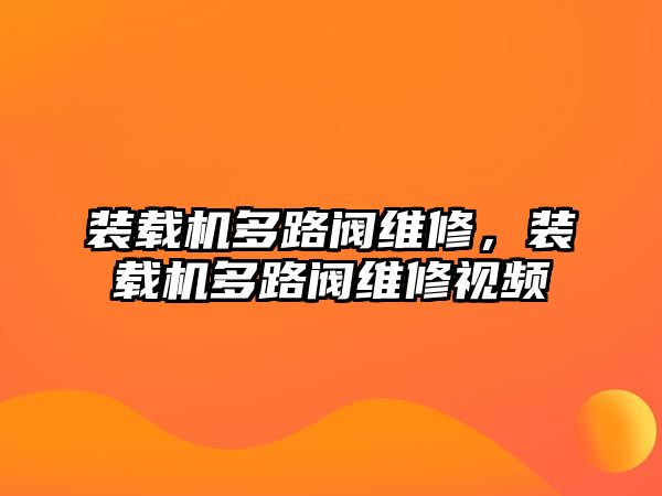 裝載機(jī)多路閥維修，裝載機(jī)多路閥維修視頻