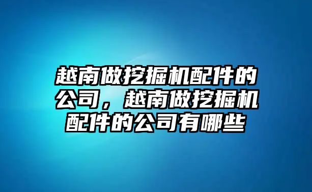 越南做挖掘機(jī)配件的公司，越南做挖掘機(jī)配件的公司有哪些