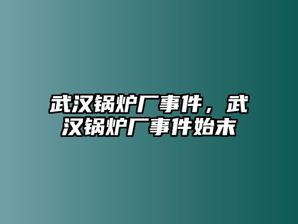 武漢鍋爐廠事件，武漢鍋爐廠事件始末