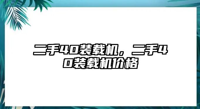 二手40裝載機(jī)，二手40裝載機(jī)價(jià)格