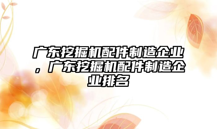 廣東挖掘機配件制造企業(yè)，廣東挖掘機配件制造企業(yè)排名