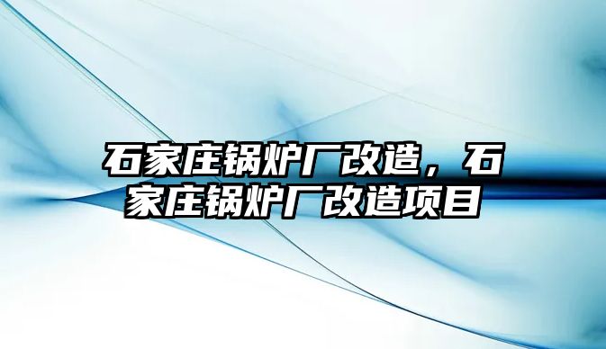 石家莊鍋爐廠改造，石家莊鍋爐廠改造項目