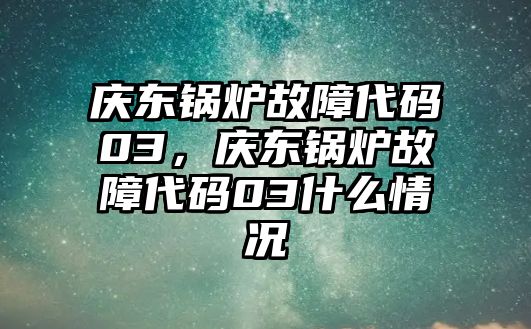 慶東鍋爐故障代碼03，慶東鍋爐故障代碼03什么情況