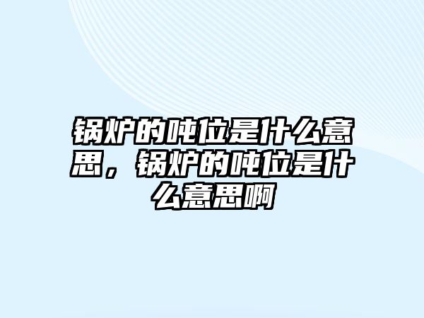 鍋爐的噸位是什么意思，鍋爐的噸位是什么意思啊