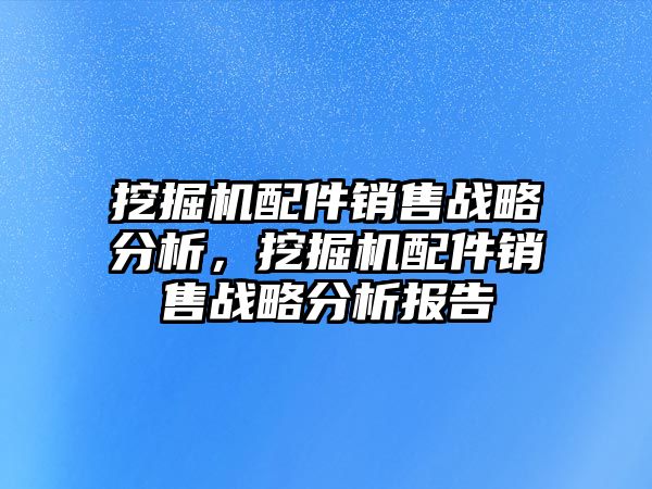 挖掘機配件銷售戰(zhàn)略分析，挖掘機配件銷售戰(zhàn)略分析報告