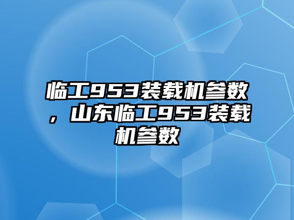 臨工953裝載機(jī)參數(shù)，山東臨工953裝載機(jī)參數(shù)