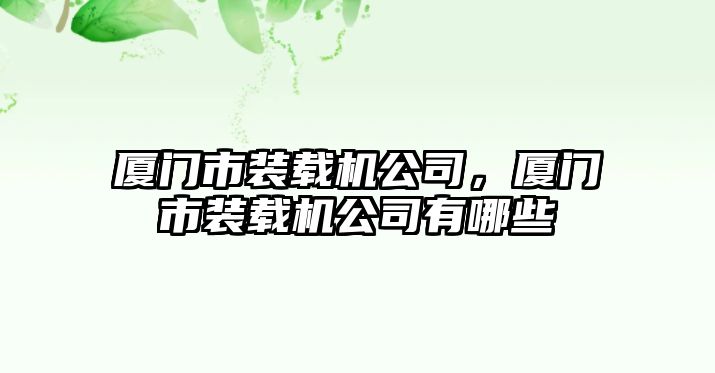 廈門市裝載機公司，廈門市裝載機公司有哪些