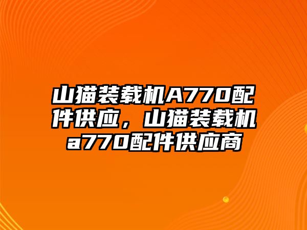 山貓裝載機(jī)A770配件供應(yīng)，山貓裝載機(jī)a770配件供應(yīng)商