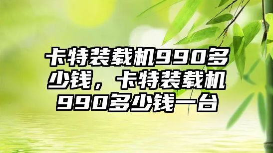 卡特裝載機990多少錢，卡特裝載機990多少錢一臺