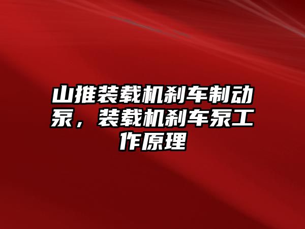 山推裝載機(jī)剎車(chē)制動(dòng)泵，裝載機(jī)剎車(chē)泵工作原理