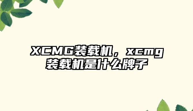 XCMG裝載機(jī)，xcmg裝載機(jī)是什么牌子