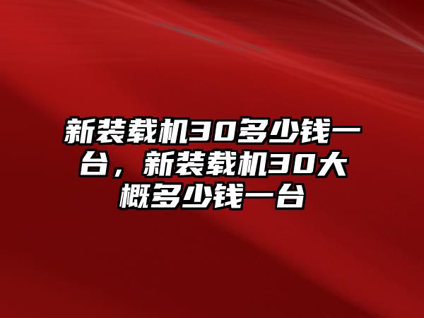 新裝載機(jī)30多少錢一臺(tái)，新裝載機(jī)30大概多少錢一臺(tái)