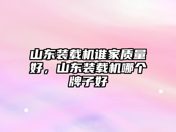 山東裝載機(jī)誰家質(zhì)量好，山東裝載機(jī)哪個(gè)牌子好