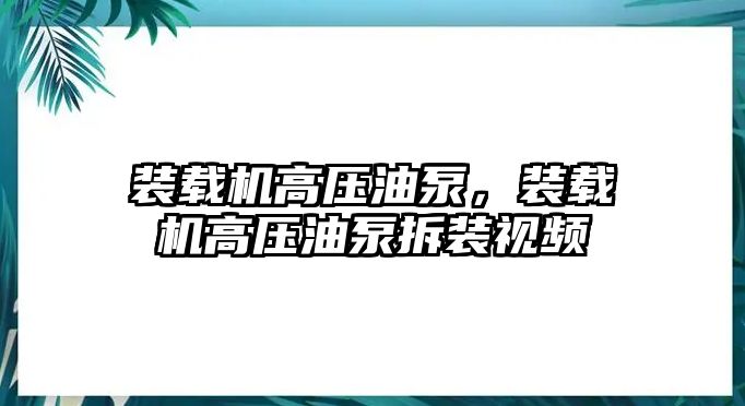 裝載機高壓油泵，裝載機高壓油泵拆裝視頻