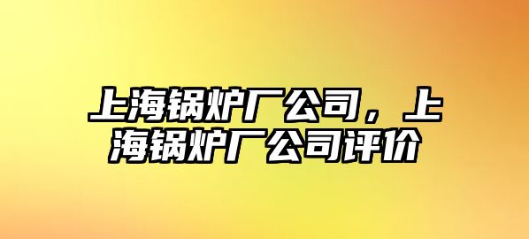 上海鍋爐廠公司，上海鍋爐廠公司評(píng)價(jià)