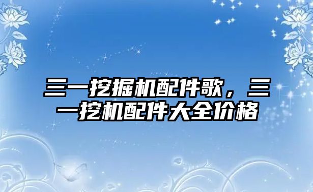 三一挖掘機(jī)配件歌，三一挖機(jī)配件大全價(jià)格