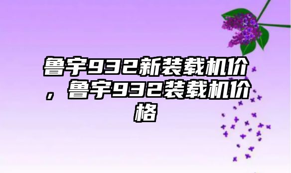 魯宇932新裝載機(jī)價，魯宇932裝載機(jī)價格