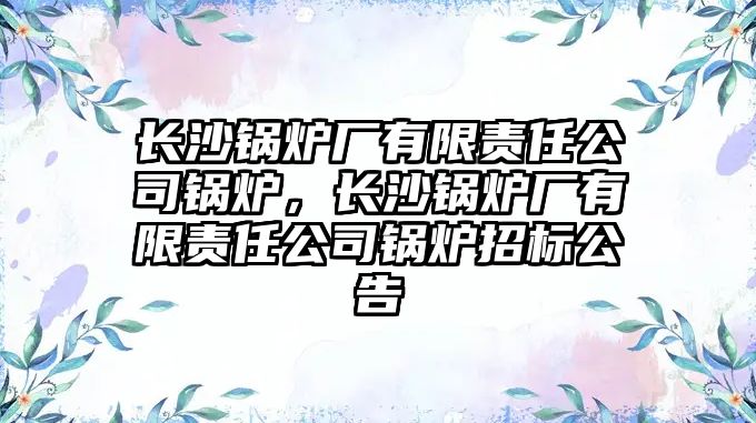 長沙鍋爐廠有限責任公司鍋爐，長沙鍋爐廠有限責任公司鍋爐招標公告