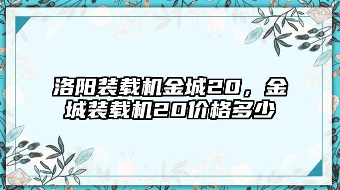 洛陽裝載機金城20，金城裝載機20價格多少