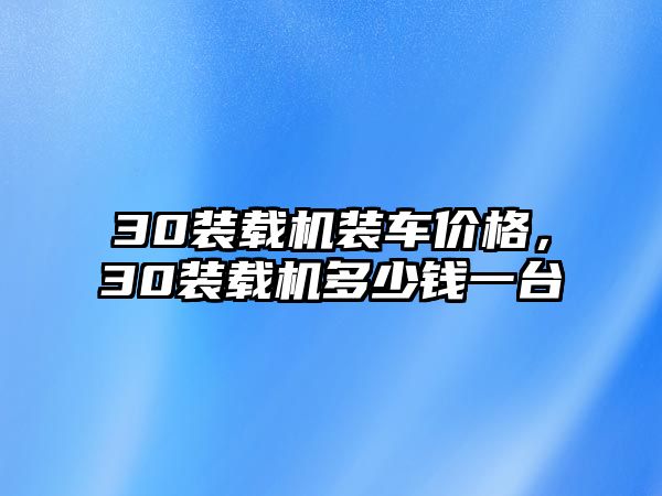 30裝載機裝車價格，30裝載機多少錢一臺