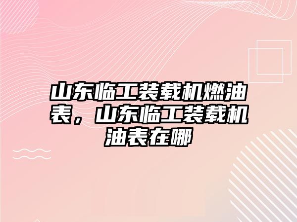 山東臨工裝載機燃油表，山東臨工裝載機油表在哪