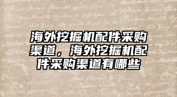 海外挖掘機配件采購渠道，海外挖掘機配件采購渠道有哪些