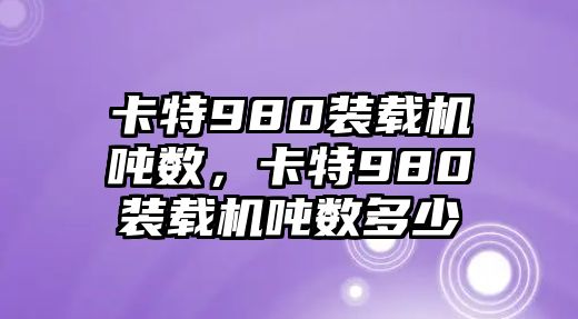 卡特980裝載機噸數(shù)，卡特980裝載機噸數(shù)多少