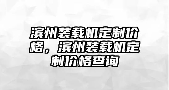 濱州裝載機定制價格，濱州裝載機定制價格查詢