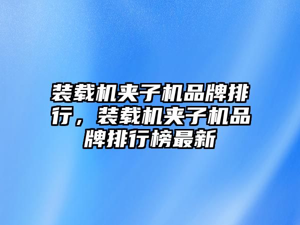 裝載機夾子機品牌排行，裝載機夾子機品牌排行榜最新