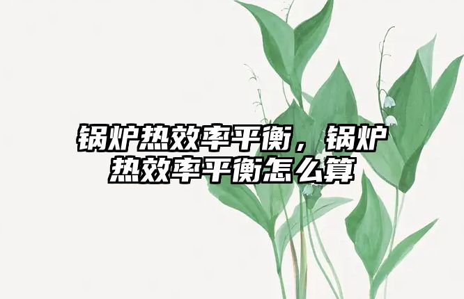 鍋爐熱效率平衡，鍋爐熱效率平衡怎么算