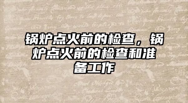 鍋爐點火前的檢查，鍋爐點火前的檢查和準備工作