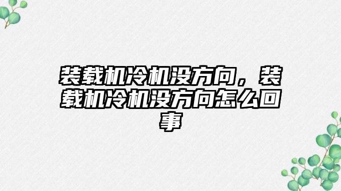 裝載機冷機沒方向，裝載機冷機沒方向怎么回事