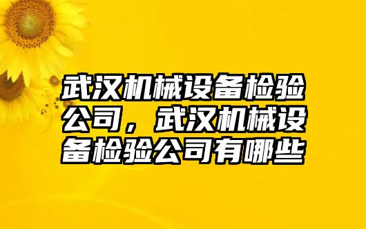 武漢機(jī)械設(shè)備檢驗(yàn)公司，武漢機(jī)械設(shè)備檢驗(yàn)公司有哪些